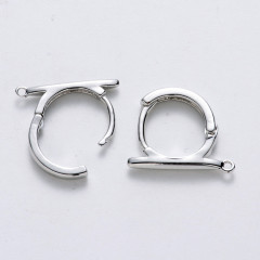 Швензы-кольца №24 с палочкой и колечком 17*14*2,5мм RPP цвет платины (LUX)(Brass)(1 пара)