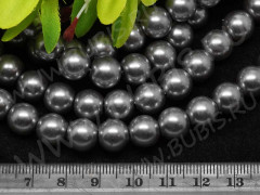 (СКИДКИ!!!) Бусина &quot;жемчуг&quot; 10мм серая (стекло) (10шт.)