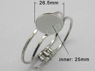 Основа (заготовка) для браслета №45 67*54*13мм раскрывающийся с сеттингом 25мм цвет платины (Brass)