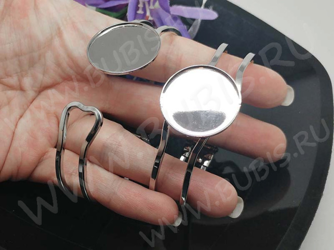 Основа (заготовка) для браслета №45 67*54*13мм раскрывающийся с сеттингом 25мм цвет платины (Brass)