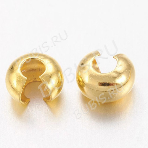 Обжимная бусина 04 разъёмная покрывная 3*2мм золотистая (Brass) (20шт)