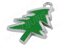 Подвеска Ёлка 10 26,5*20*2мм зелёно-белая (цветные подвески)