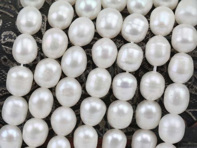 (ОПТ) Бусина Жемчуг 01 речной овальный 8-10*6-7мм натуральный (камни) (нить 35см)