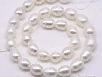 (ОПТ) Бусина Жемчуг 01 речной овальный 8-10*6-7мм натуральный (камни) (нить 35см)