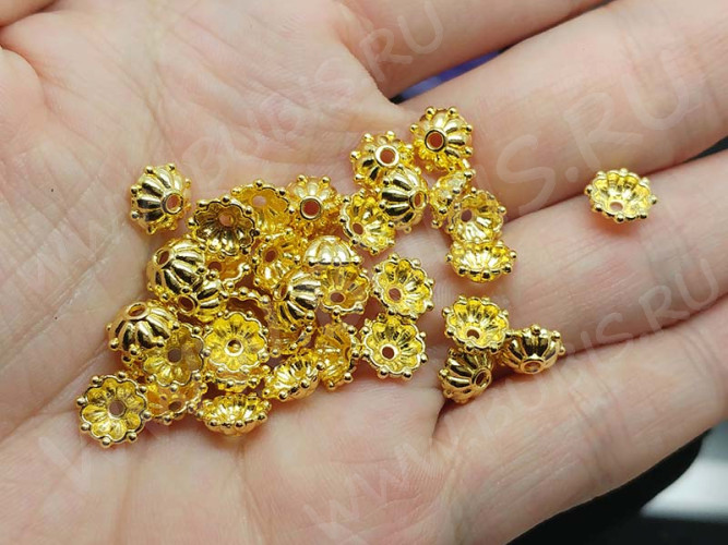 (СКИДКИ!!!) 240 Шапочка-колпачок 8*7,5*3мм золотистая (литьё) (10шт)