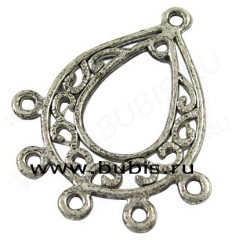 Подвеска для серёжек №010 Капля 25*29,5*1,5мм античное серебро