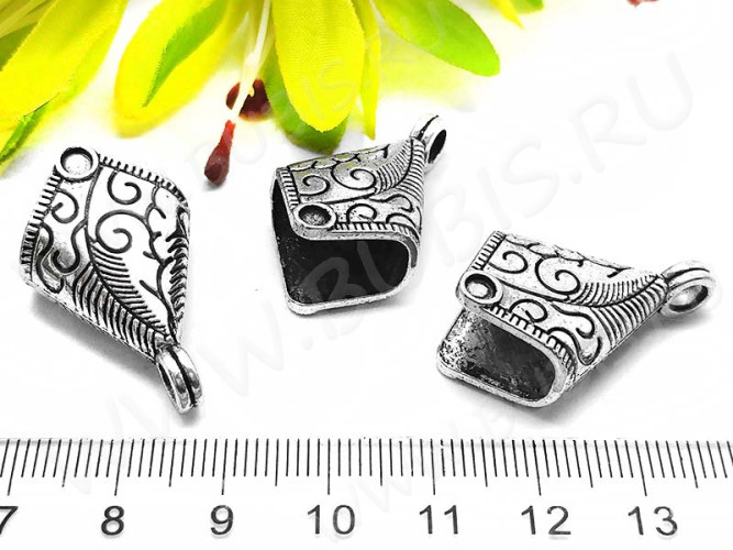 Концевик 054 крупный с узорами 30*18,5*13мм античное серебро (литьё)