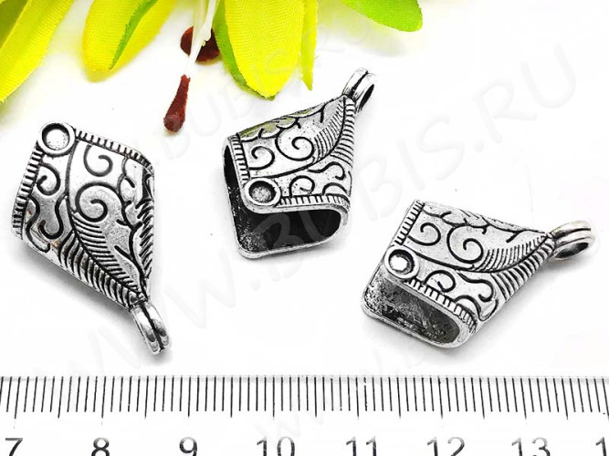 Концевик 054 крупный с узорами 30*18,5*13мм античное серебро (литьё)