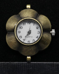 Заготовка для часов 066 Цветочек 30*25,6*7,6мм античная бронза+белый (часы)