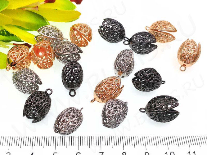 Концевик 070 Тюльпанчик ажурный 18*10,5*10,5мм св.розовое золото (Milano LUX) (Brass)