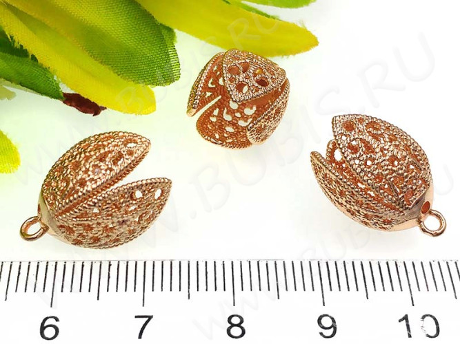 Концевик 070 Тюльпанчик ажурный 18*10,5*10,5мм св.розовое золото (Milano LUX) (Brass)