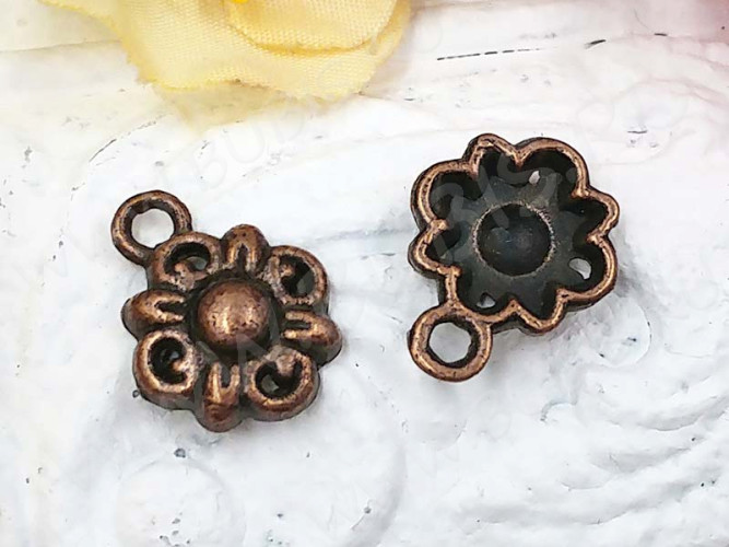 (СКИДКИ!!!) Подвеска Цветочек 08 8милистный 13,5*10,5*3мм античная медь (литьё) (10шт.)