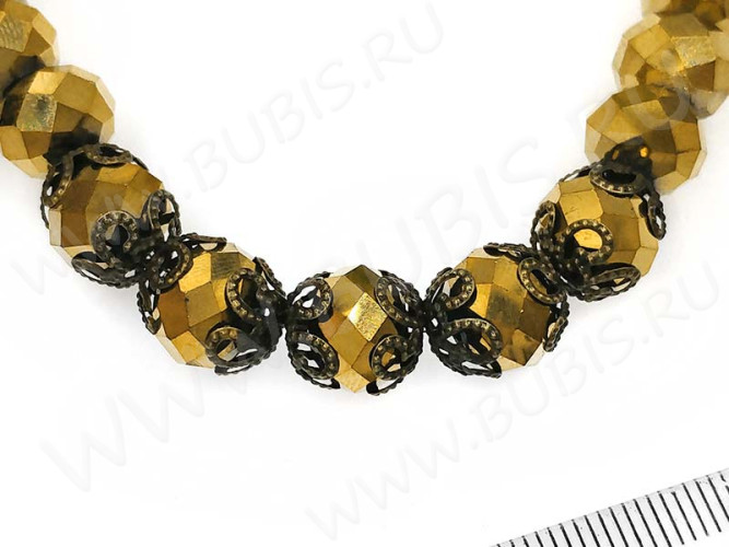 Шапочка тонкая 066 ажурная чашечка 10*10*4мм античная бронза (Iron) (имитация скани) (10шт.)