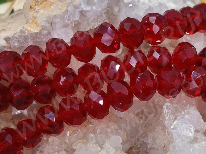 Бусина кристалл Абакус гранёный 10*10*7,5мм т.красный прозрачный (имитация Сваровски)