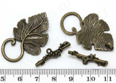 040 Тоггл Виноградная лоза 37*22мм и 24,5*7,5мм античная бронза (литьё)