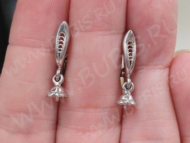 Швензы с английским замком №110 Плетёнка с пустышкой 23*10*4мм цвет платины (Brass с родированием) (1 пара)