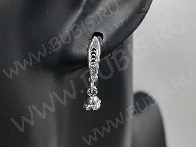 Швензы с английским замком №110 Плетёнка с пустышкой 23*10*4мм цвет платины (Brass с родированием) (1 пара)