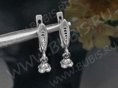 Швензы с английским замком №110 Плетёнка с пустышкой 23*10*4мм цвет платины (Brass с родированием) (1 пара)