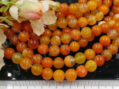 (ОПТ) Бусина округлая ГЛАДКАЯ 8мм Агат Мадагаскарский рыже-молочный (камни) (НИТЬ)