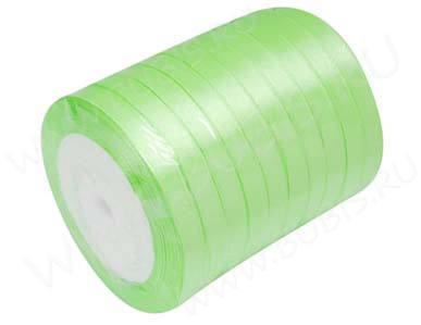 Атласная лента 03 6мм св.зелёная (ленточки) (1 катушка)