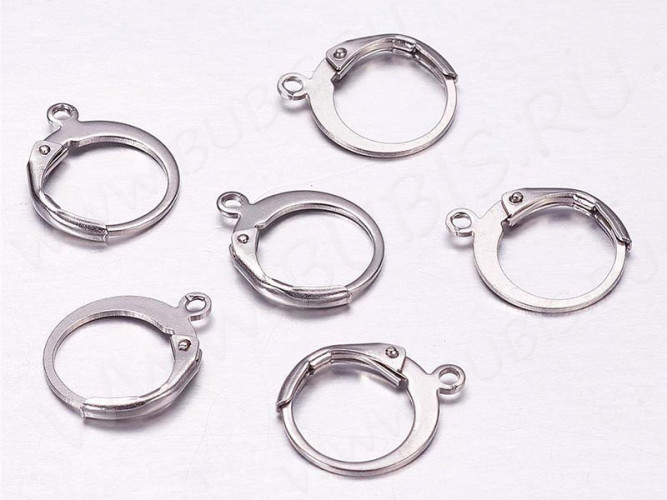 Швензы с французским замком №52-P крабики 14,5*12*1,7мм цвет платины (Хирургическая сталь) (1 пара)