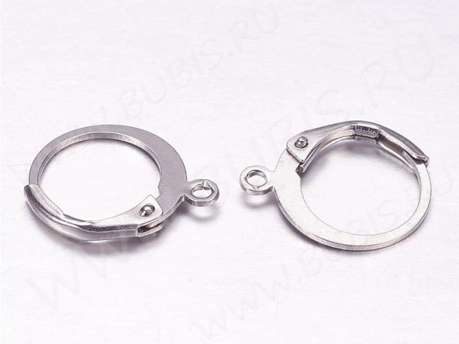 Швензы с французским замком №52-P крабики 14,5*12*1,7мм цвет платины (Хирургическая сталь) (1 пара)