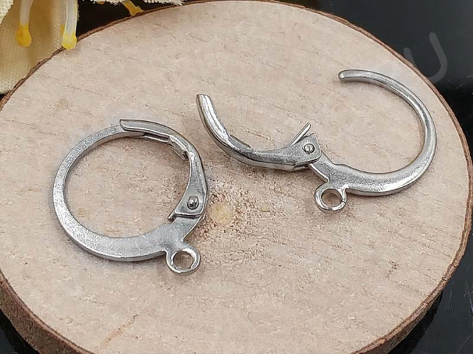 Швензы с французским замком №52-P крабики 14,5*12*1,7мм цвет платины (Хирургическая сталь) (1 пара)