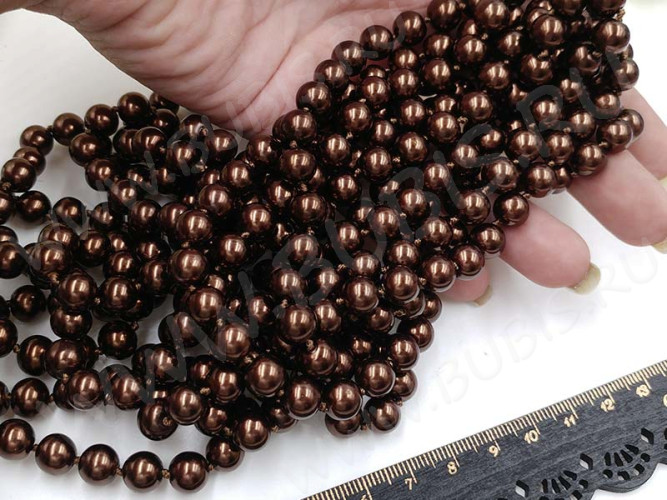 Бусина "жемчуг" 8мм темно-коричневая (стекло) (10шт.)