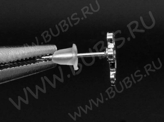 Пуссеты ("гвоздики") №090 Цветочек 9*7*13мм цвет платины (LUX Китай) (Brass) (1 пара)