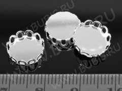 Подвеска-сеттинг Круг 05 коннектор (сеттинг 10мм) 11*11*2,85мм серебристый (Brass)