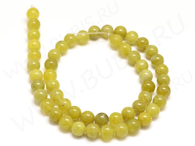 (ОПТ) Бусина округлая 4мм Перидот желтый (камни) (НИТЬ)