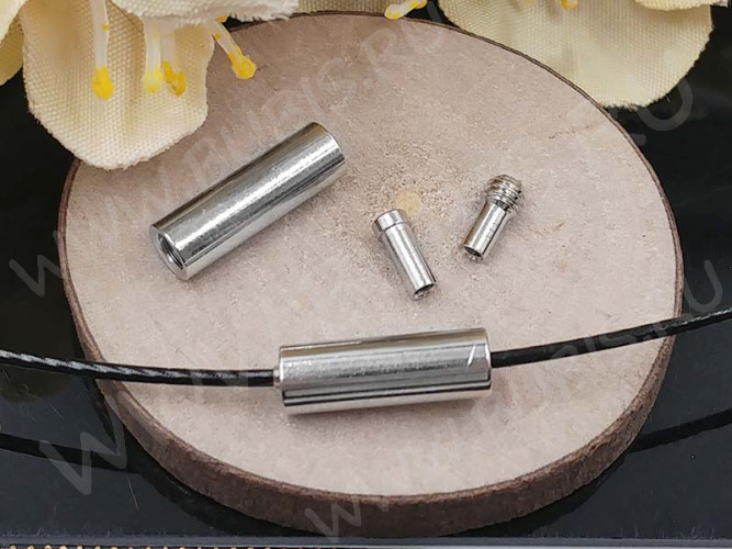 Замочек винтовой 12 с зажимами для ланки 12,5*4мм цвет платины (Brass)