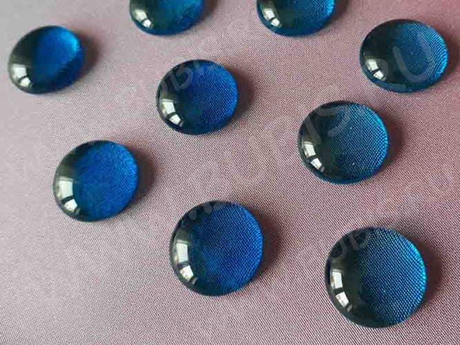 Кабошон Фьюзинг Круглый 20мм Темно-голубой прозрачный