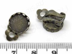 Основы для клипс №19 с сеттингом 10мм 15,5*11*9мм античная бронза (Brass) (1 пара)