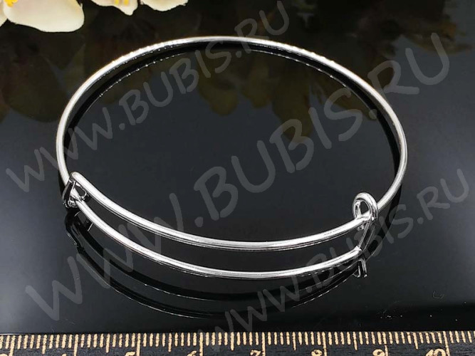 Основа (заготовка) для браслета №59 для подвесок 6,5см серебристая (сплав)