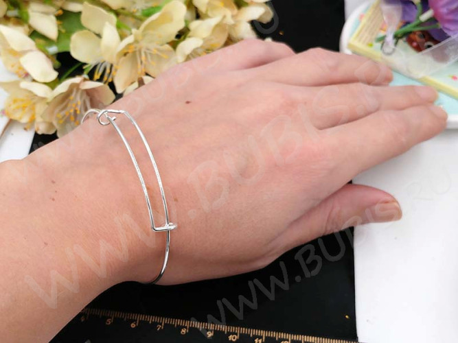 Основа (заготовка) для браслета №59 для подвесок 6,5см серебристая (сплав)