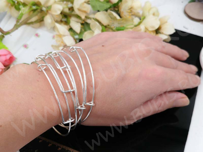 Основа (заготовка) для браслета №59 для подвесок 6,5см серебристая (сплав)