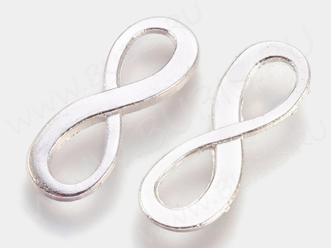 (СКИДКИ!!!) 205 Коннектор Восьмёрка Бесконечность для браслетов 24*8,5*2,4мм серебристый (литьё) (10шт)