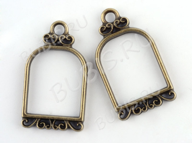 Подвеска Рамка 15 Клетка с узорами 32*19*3,5мм античная бронза (литьё)