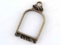 Подвеска Рамка 15 Клетка с узорами 32*19*3,5мм античная бронза (литьё)