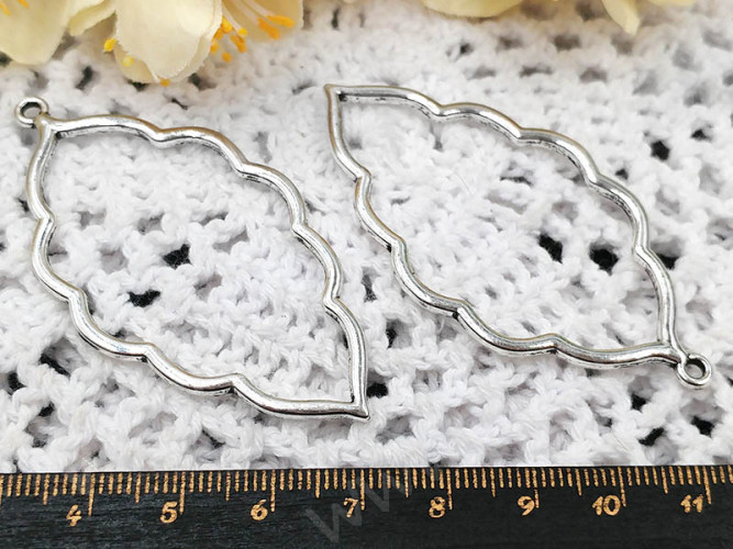 Подвеска Рамка 43 Листик 65*34,5*2,2мм античное серебро (литьё)