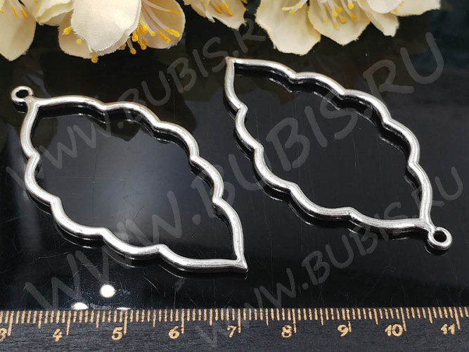 Подвеска Рамка 43 Листик 65*34,5*2,2мм античное серебро (литьё)