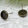 Купить Пуссеты ("гвоздики") №102 с сеттингом 8мм 12,5*10*0,7мм античная бронза (Brass) (1 пара) с доставкой по России
