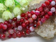 (ОПТ) Бусина округлая ГРАНЁНАЯ 10мм Агат Мадагаскарский малиново-молочный (камни) (НИТЬ)