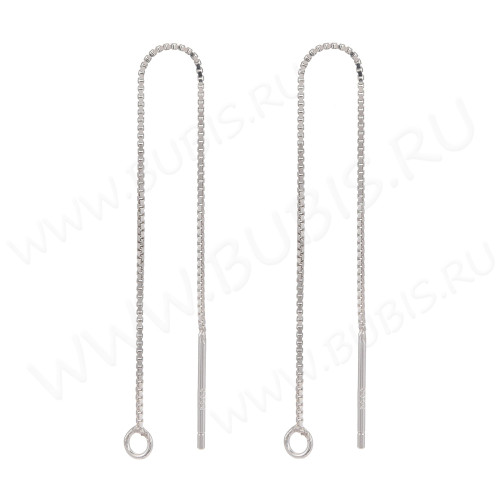 Пуссеты ("гвоздики") №205 цепочка с колечком 60*3*0,5мм серебро с пробой S925 (Sterling Silver) (1 пара)