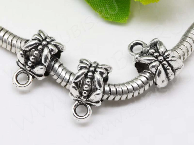 Бусина с петлёй 037 Бейл Бабочки 11,5*7*6,5мм античное серебро (литьё)