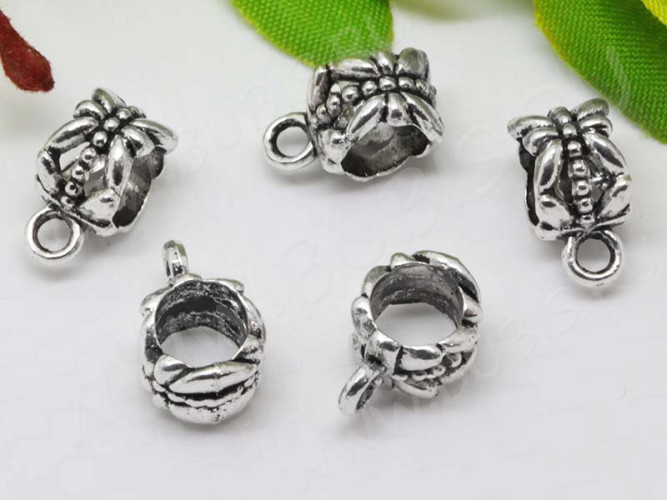 Бусина с петлёй 037 Бейл Бабочки 11,5*7*6,5мм античное серебро (литьё)