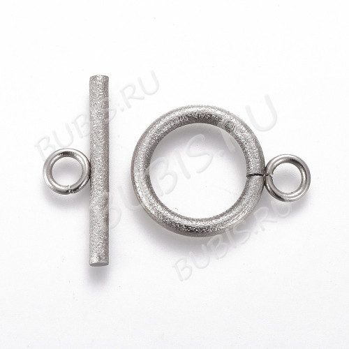 182-P Тоггл округлый с текстурой 18*14мм и 20*7мм цвет платины (Хирургическая сталь)