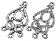 Подвеска для серёжек №101 34*18*1,5мм античное серебро (литьё)