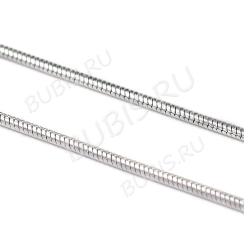 Цепочка S97 Ювелирная сталь змеиная 1,2мм цвет платины (Хирургическая сталь) (50см)